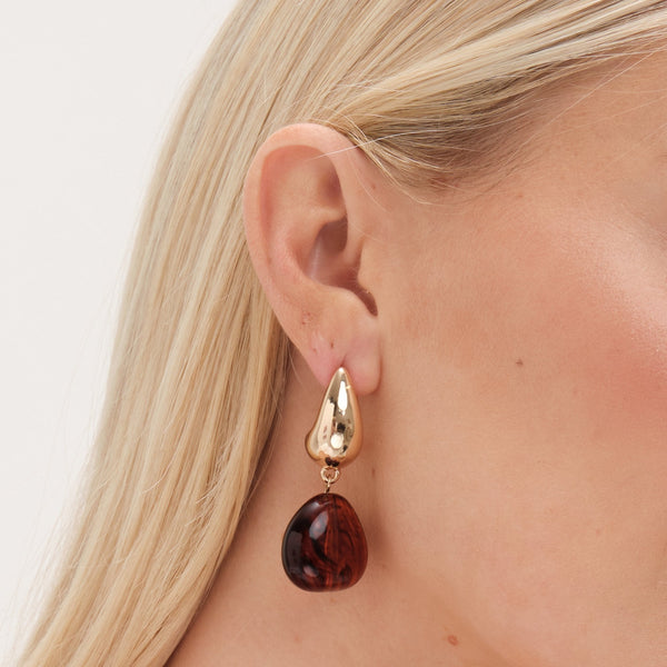 Mood Gold Tort Resin Dome Droplet Earrings