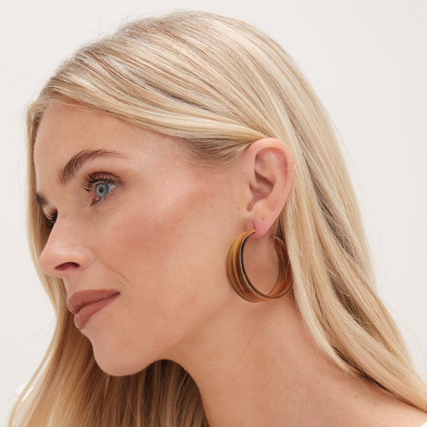 Mood Gold Tapered Resin Hoop Earrings