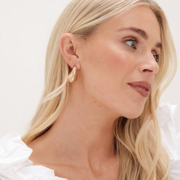 Mood Gold Ridged Dome Hoop Earrings