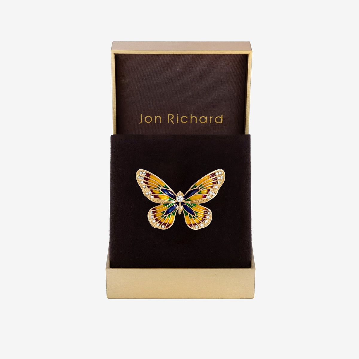 Jon Richard Gold Plated Multicoloured Butterfly Brooch - Gift Boxed