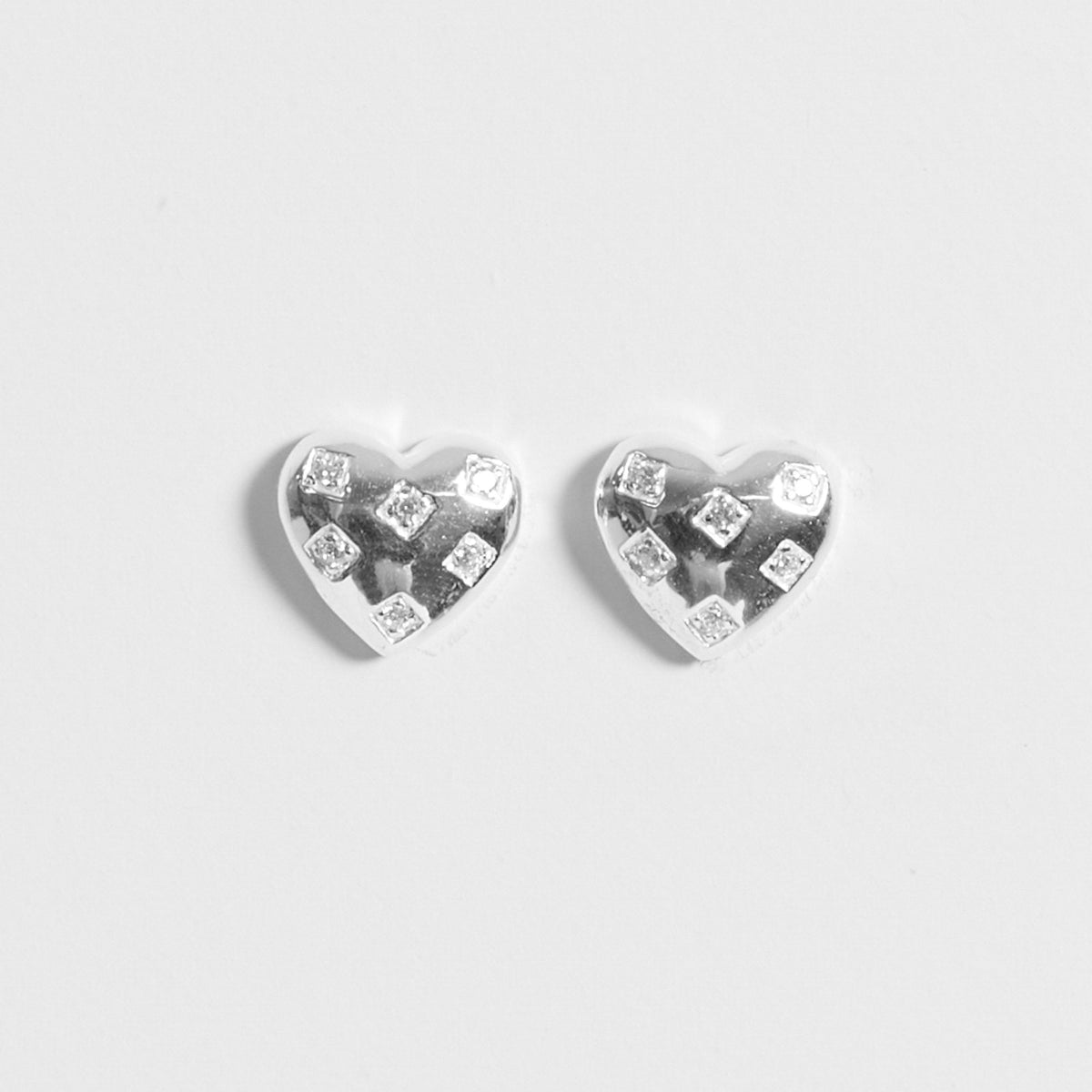 Simply Silver Sterling Silver 925 Cubic Zirconia Scattered Stone Heart Stud Earrings