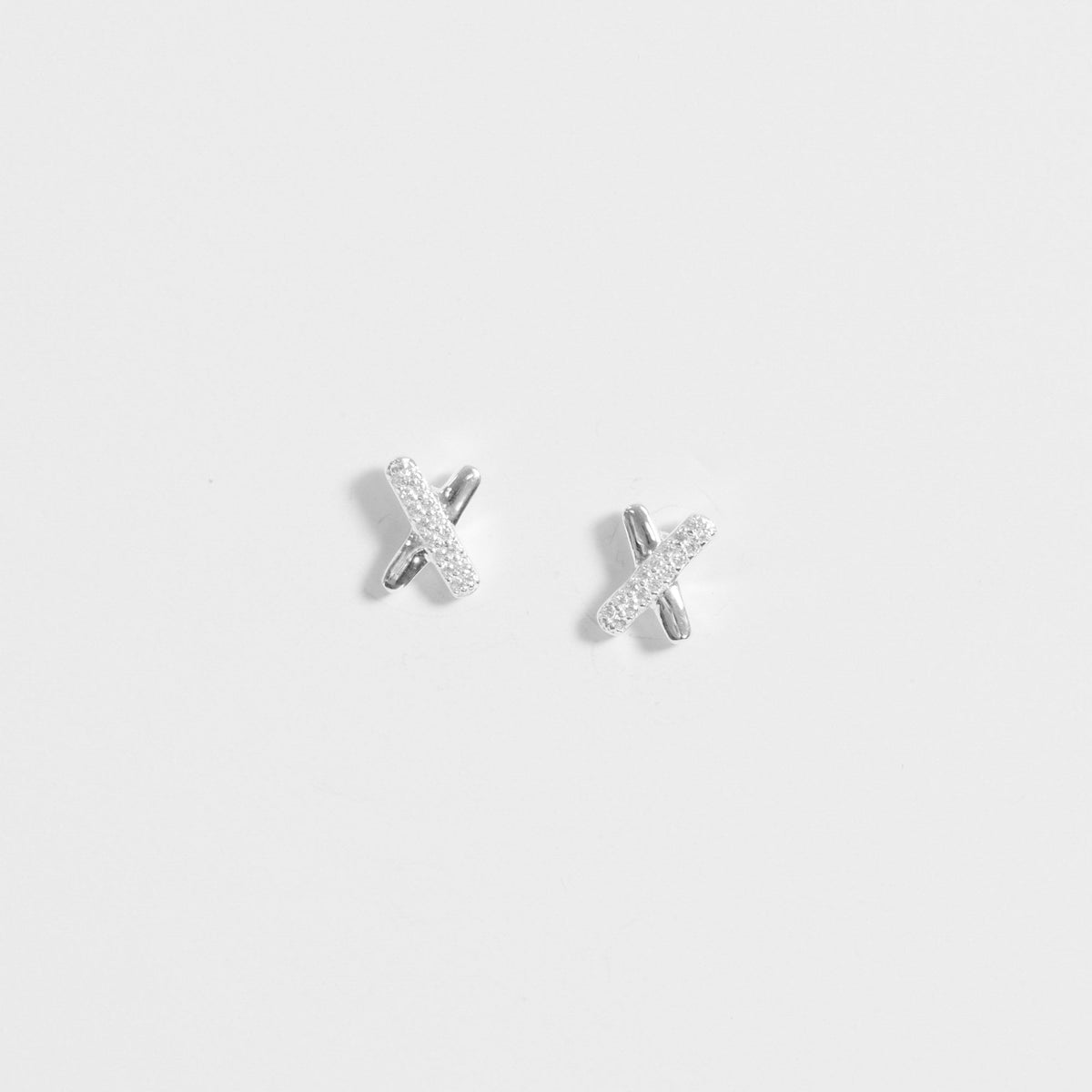 Simply Silver Sterling Silver 925 Polished And Crystal Kiss Stud Earrings