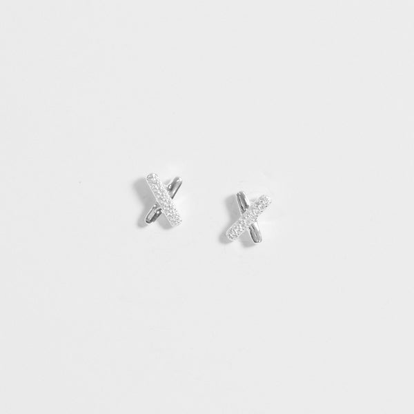Simply Silver Sterling Silver 925 Polished And Crystal Kiss Stud Earrings