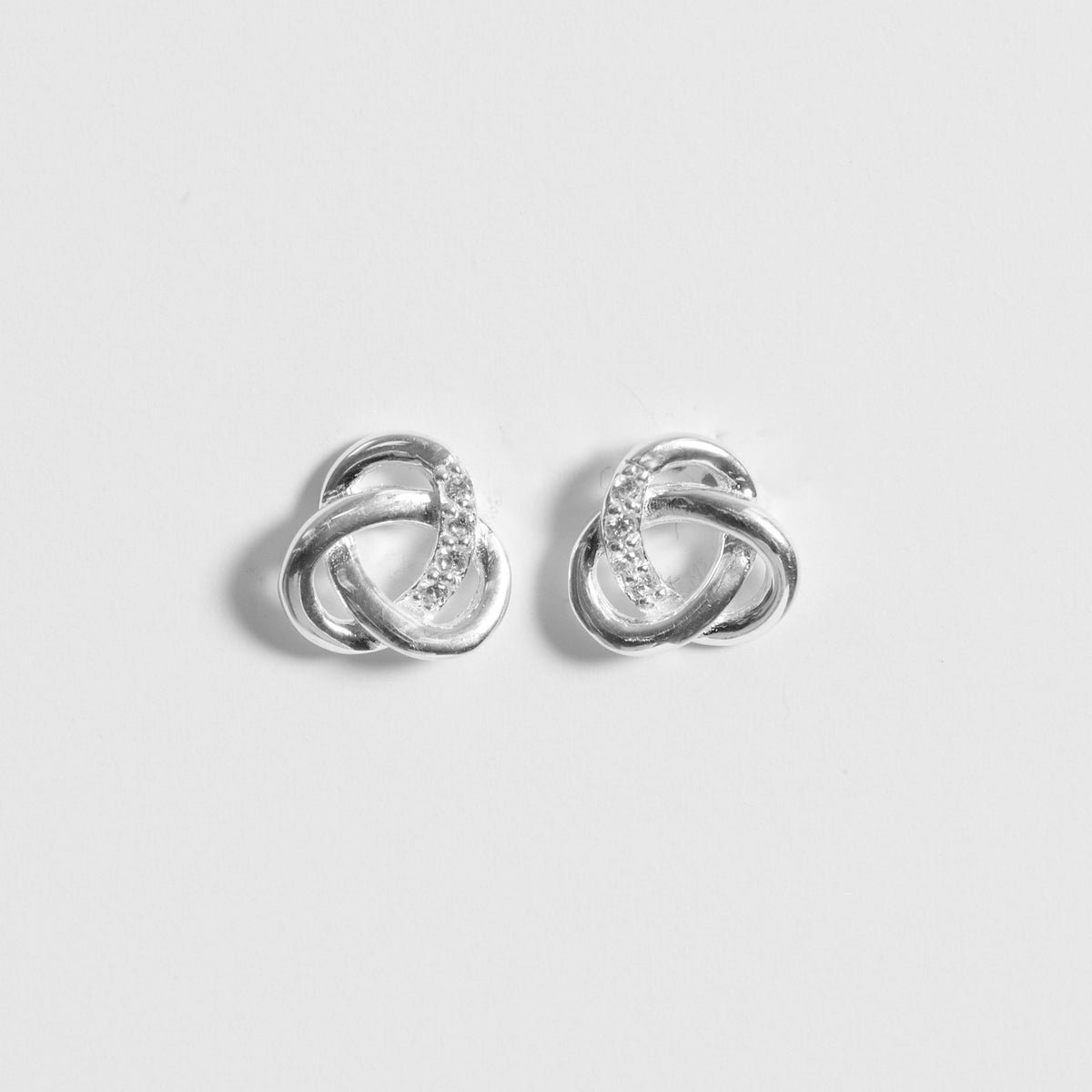 Simply Silver Sterling Silver 925 Polished And Cubic Zirconia Woven knot Stud Earrings