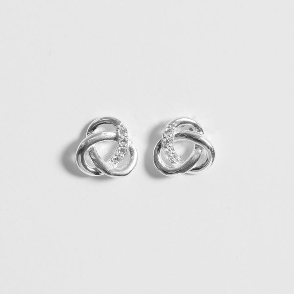 Simply Silver Sterling Silver 925 Polished And Cubic Zirconia Woven knot Stud Earrings