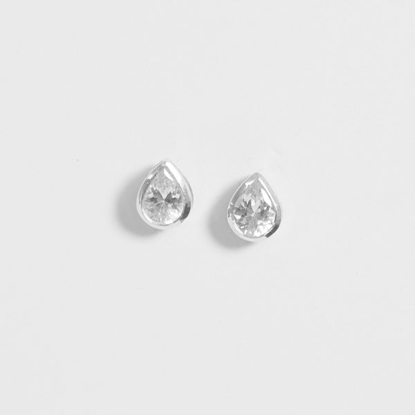 Simply Silver Sterling Silver 925 Cubic Zirconia Large Pear Drop Stud Earrings