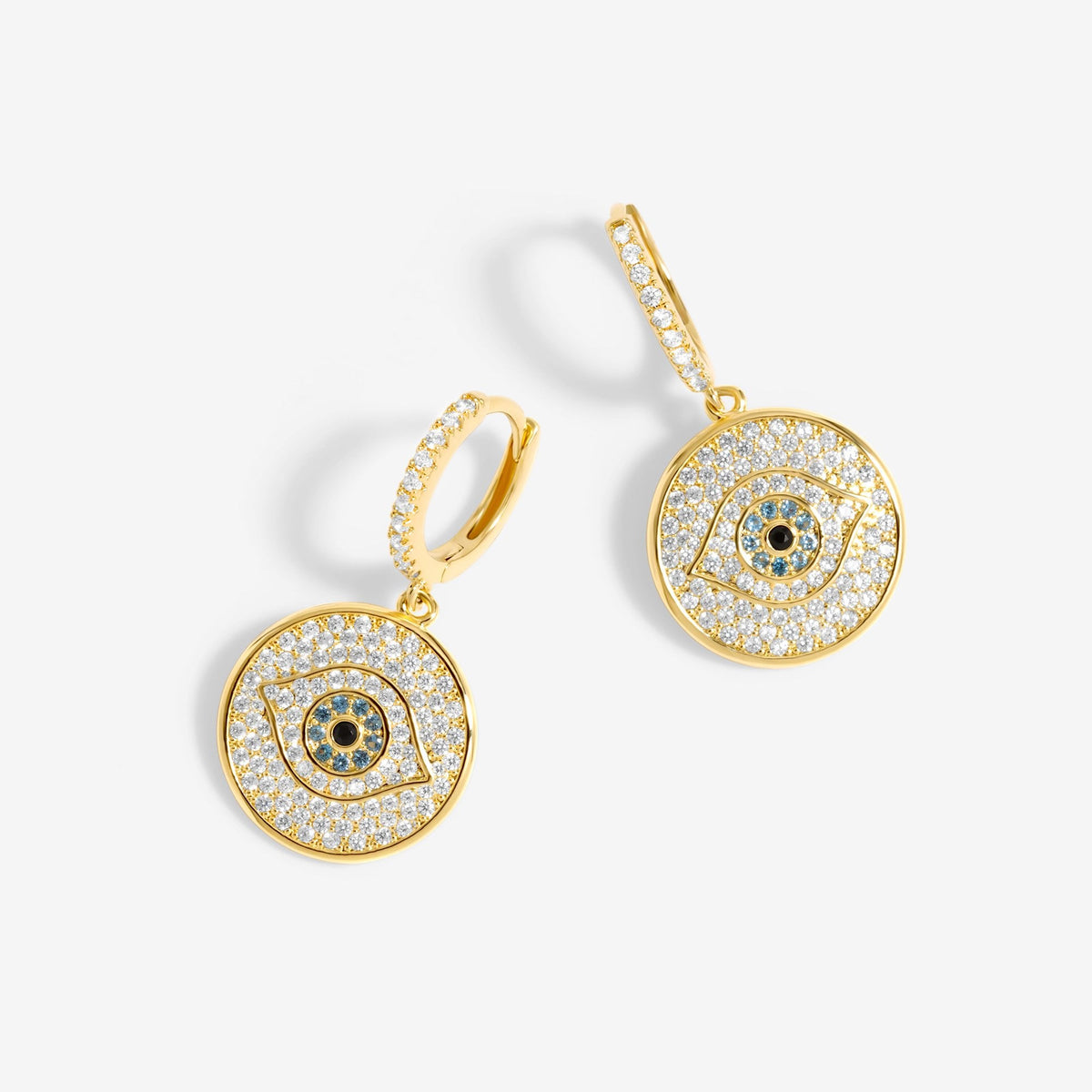 Inicio Gold Plated Evil Eye Huggie Earrings - Gift Pouch