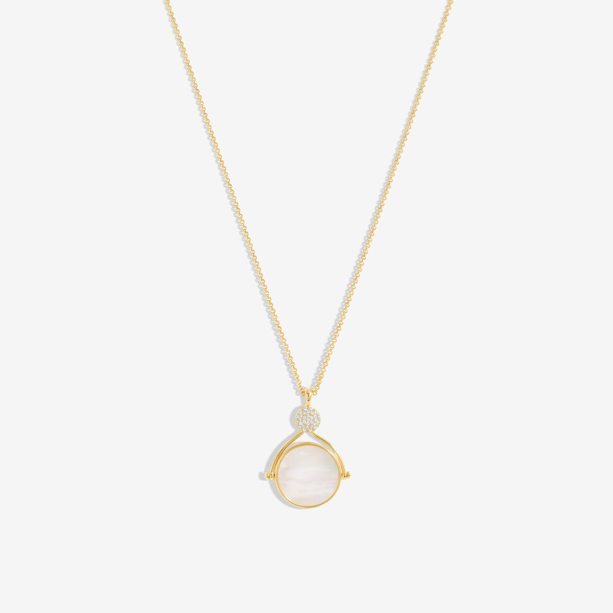 Inicio Gold Plated Evil Eye And Mother Of Pearl Spinning Pendant - Gift Pouch