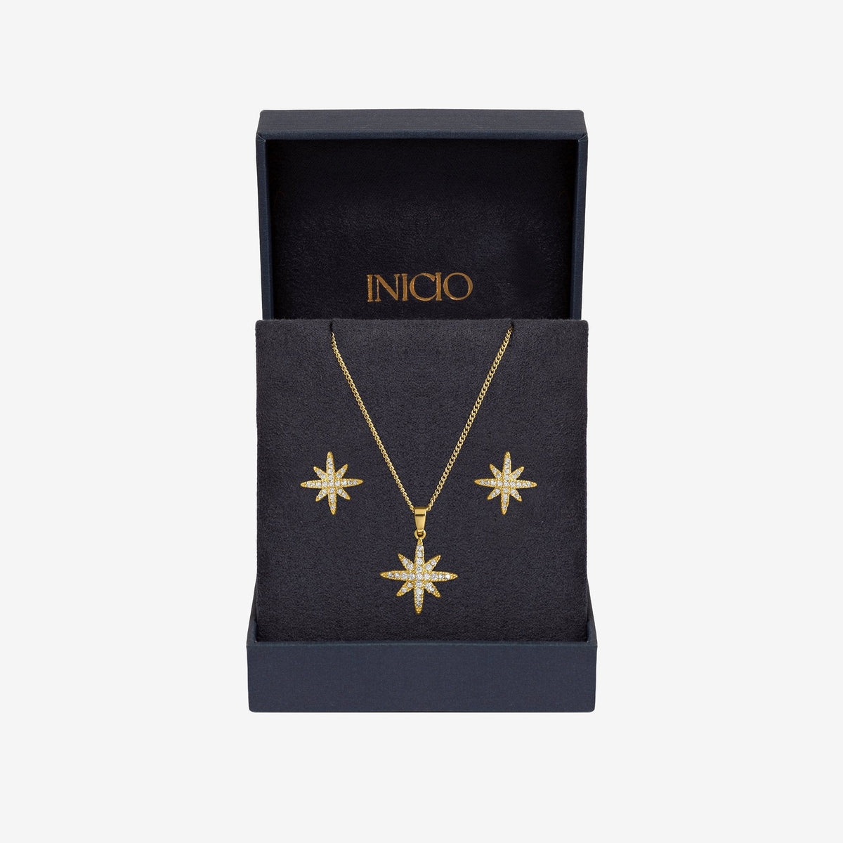 Inicio Gold Plated Cubic Zirconia Star Set - Gift Boxed