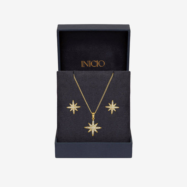 Inicio Gold Plated Cubic Zirconia Star Set - Gift Boxed