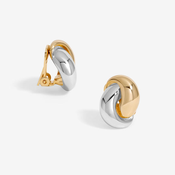 Jon Richard Two Tone Knot Clip Earrings
