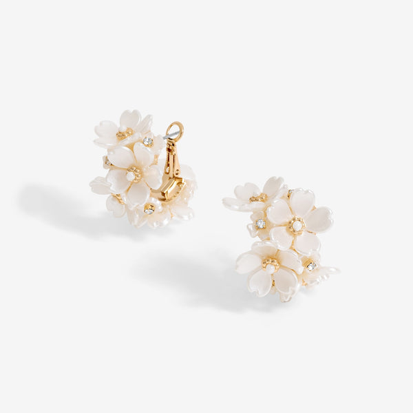 Jon Richard Gold Plated White Floral Hoop Earrings