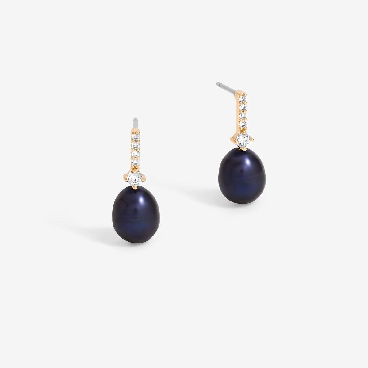 Jon Richard Gold Plated Cubic Zirconia And Blue Pearl Stick Earrings