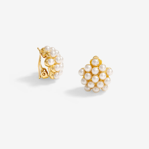 Jon Richard Gold Plated Clustered Pearl Clip Earrings