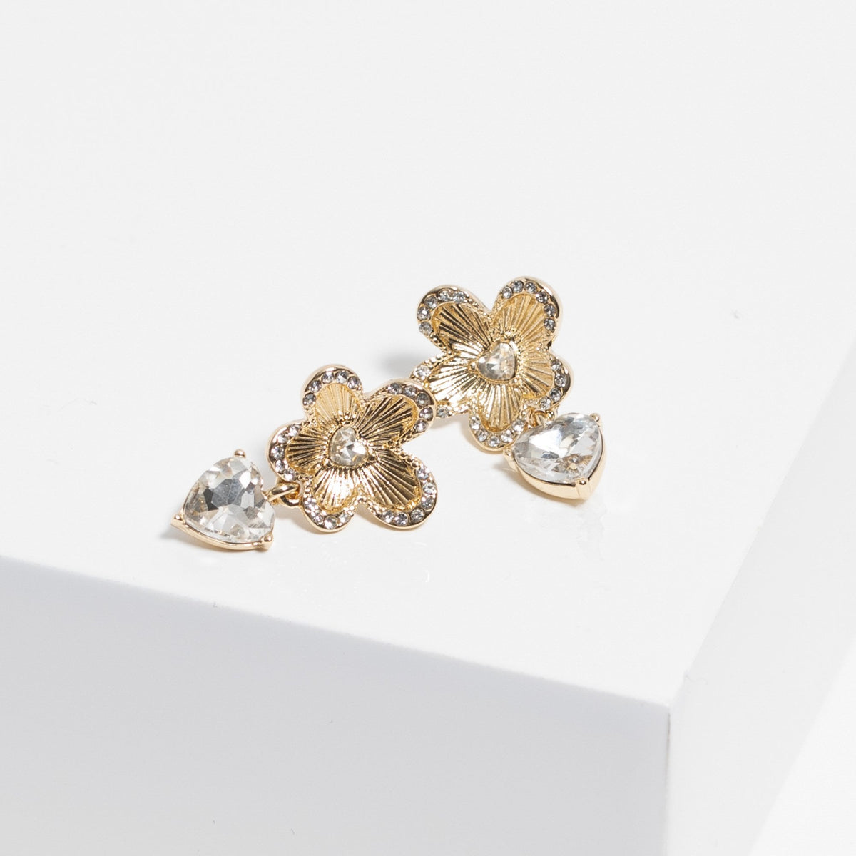 Jon Richard Gold Plated Floral And Cubic Zirconia Earrings