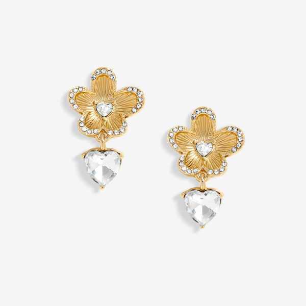 Jon Richard Gold Plated Floral And Cubic Zirconia Earrings