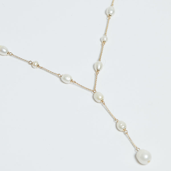 Jon Richard Gold Plated Semi Precious Pearl Y Necklace