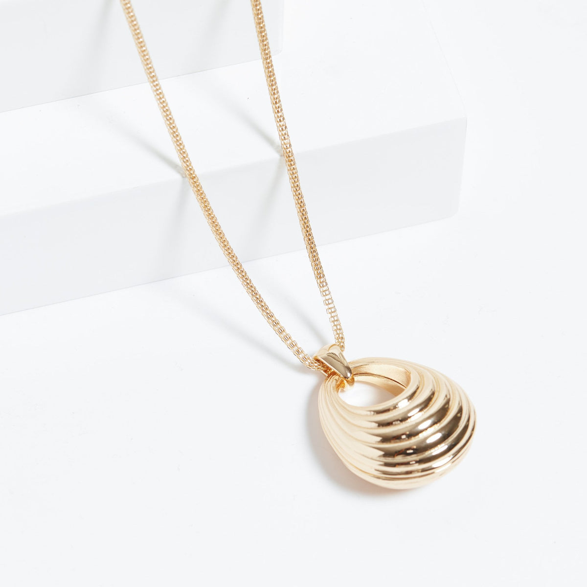 Jon Richard Gold Plated Polished Ridged Long Pendant