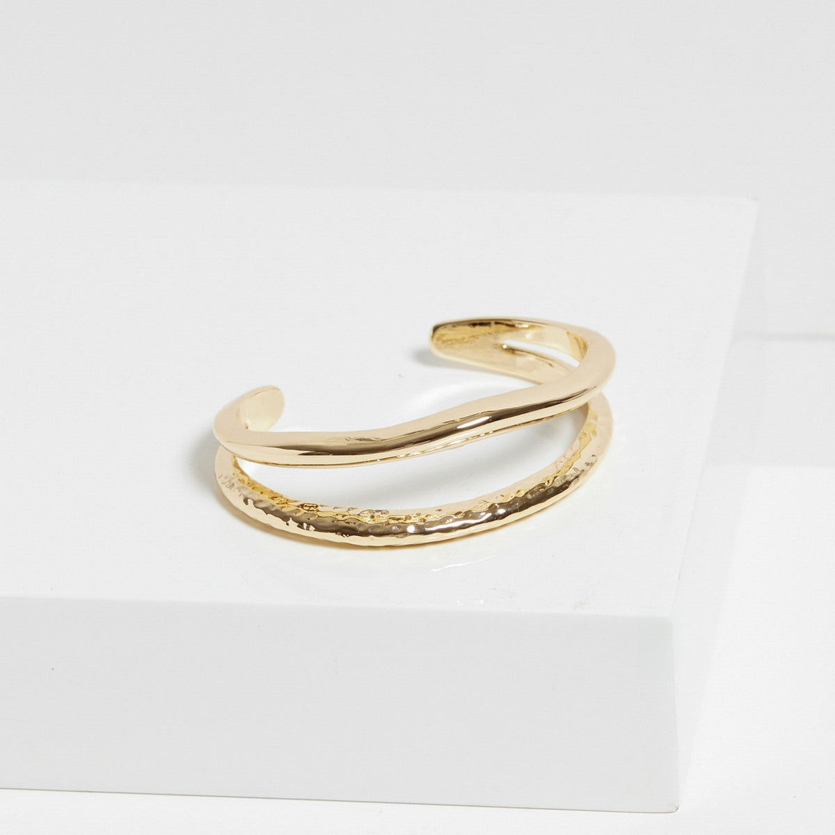Jon Richard Gold Plated Hammered And Polished Cuff