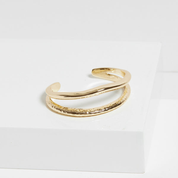 Jon Richard Gold Plated Hammered And Polished Cuff