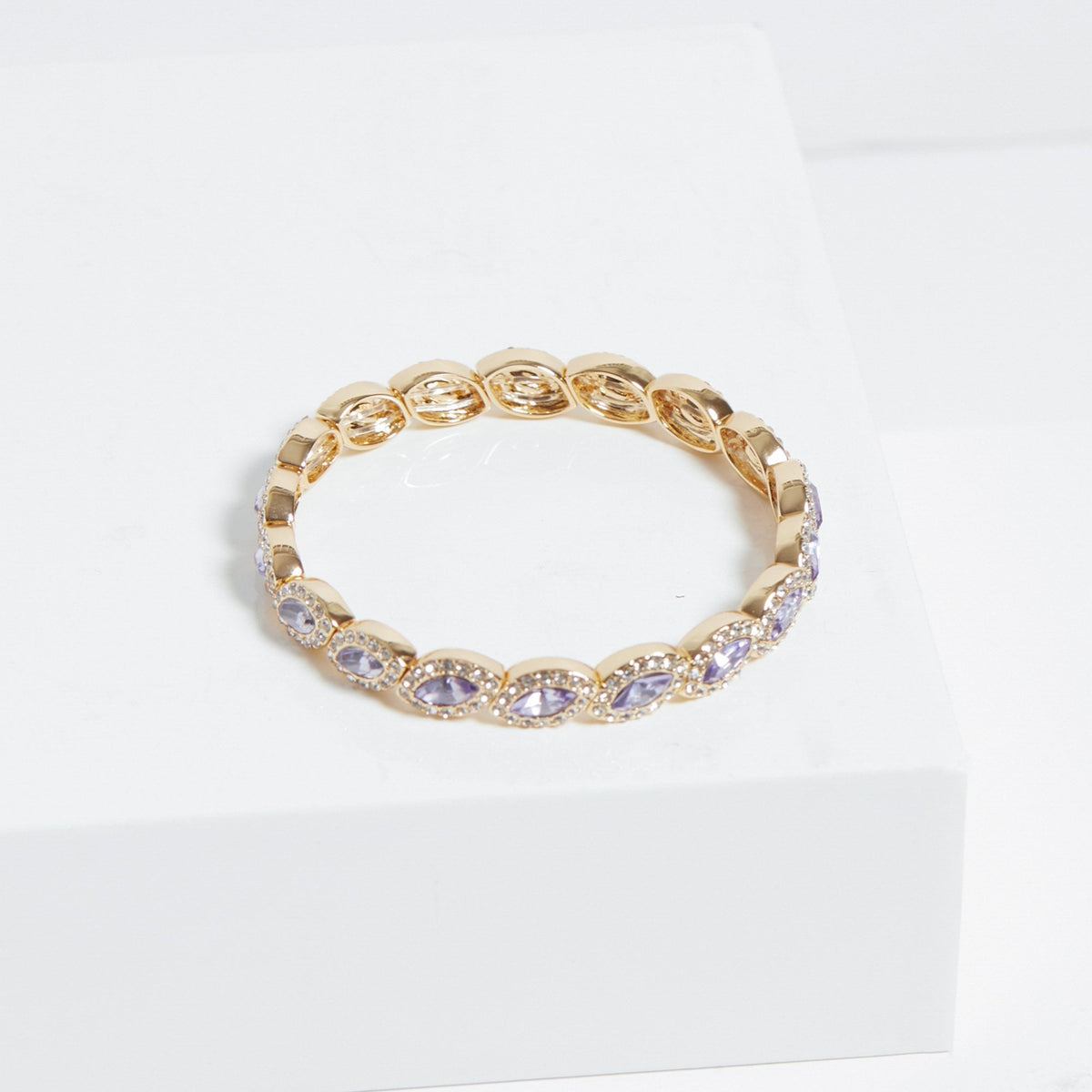 Jon Richard Gold Plated And Lavender Navette Stretch Bracelet