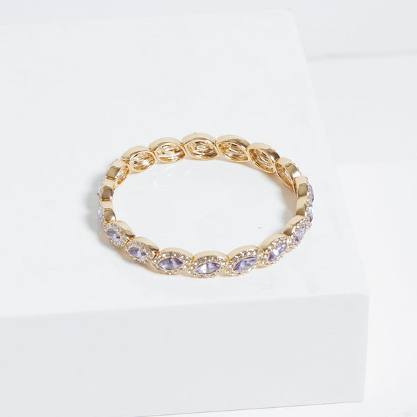 Jon Richard Gold Plated And Lavender Navette Stretch Bracelet