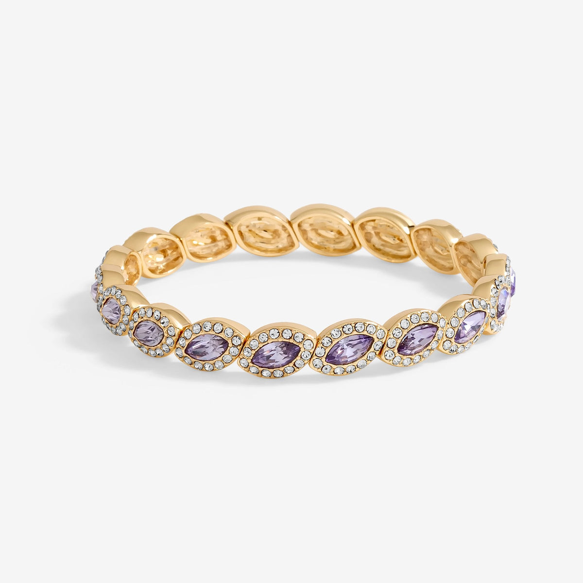 Jon Richard Gold Plated And Lavender Navette Stretch Bracelet