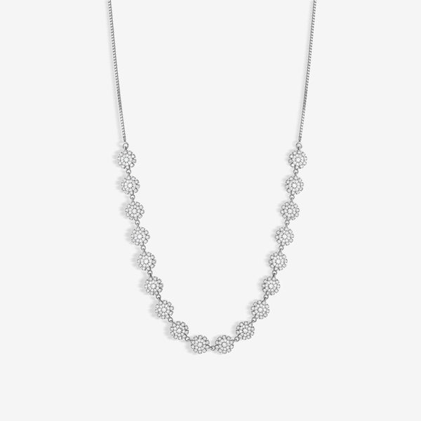 Jon Richard Rhodium Plated Cubic Mini Flower Adjustable Necklace