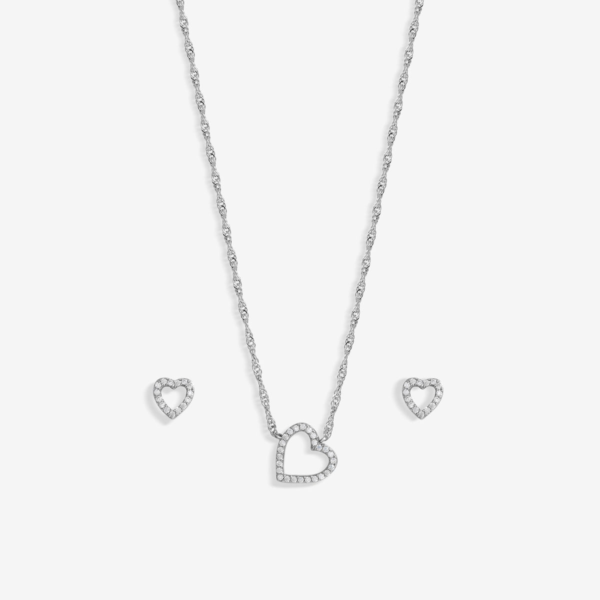 Jon Richard Rhodium Plated Cubic Zirconia Open Heart Set - Gift Boxed