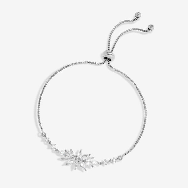 Jon Richard Rhodium Plated Cubic Zirconia Floral Toggle Bracelet