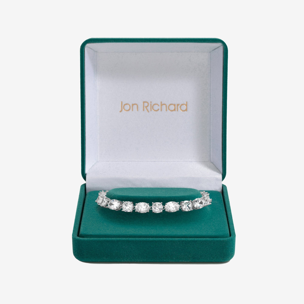 Jon Richard Rhodium Plated Cubic Zirconia Mixed Stone Bracelet - Gift Boxed