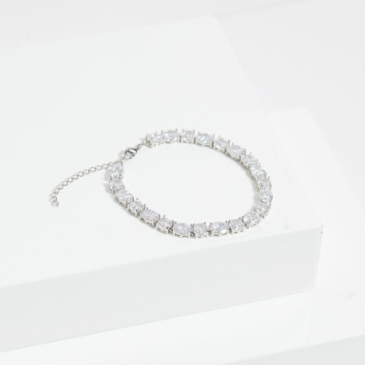 Jon Richard Rhodium Plated Cubic Zirconia Mixed Stone Bracelet - Gift Boxed