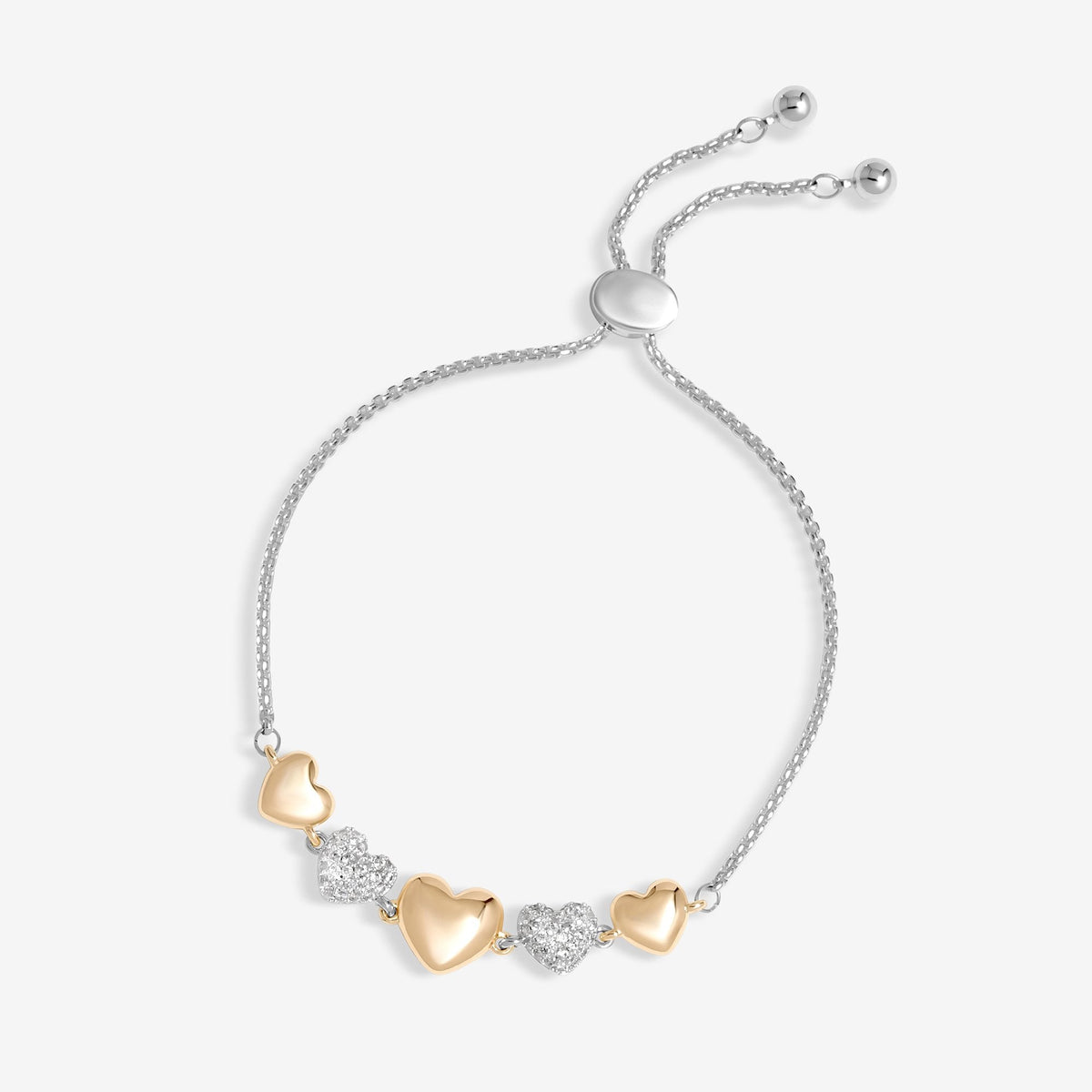 Jon Richard Rose Gold Plated And Silver Crystal Heart Toggle Bracelet