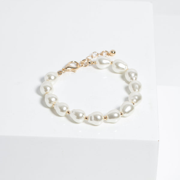 Jon Richard Semi Precious Pearl And Gold Bead Bracelet