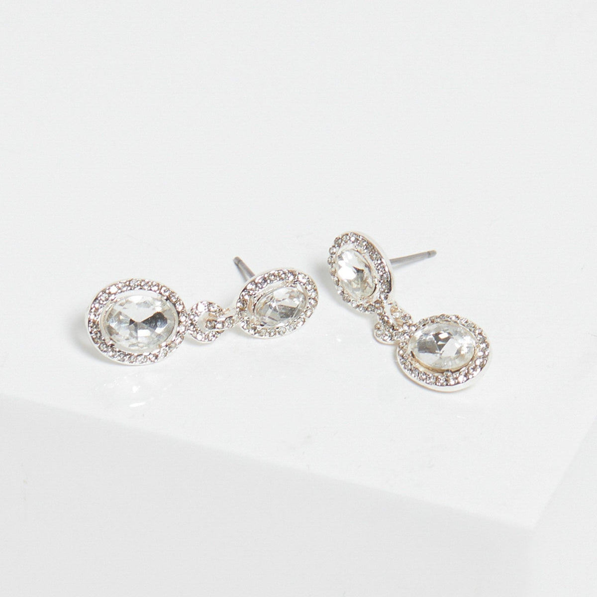 Jon Richard Silver Plated Crystal Halo Earrings