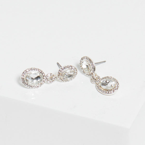 Jon Richard Silver Plated Crystal Halo Earrings