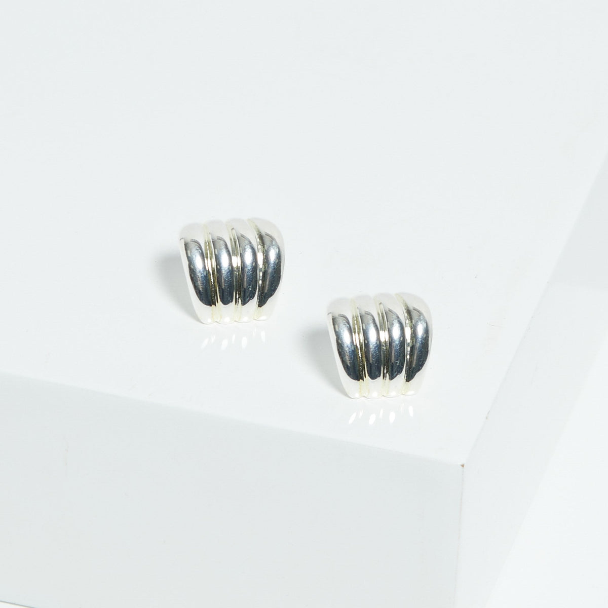 Jon Richard Silver Plated Ridge Stud Earrings