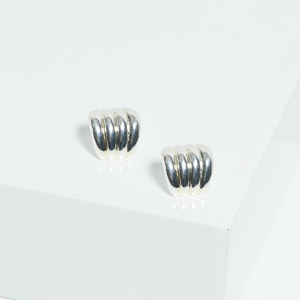 Jon Richard Silver Plated Ridge Stud Earrings