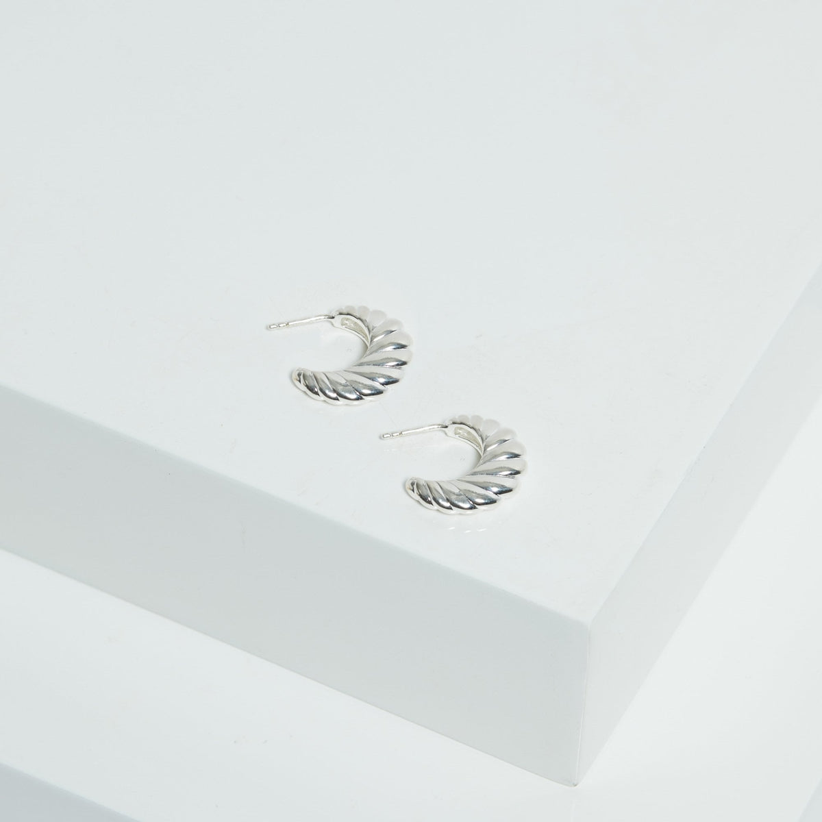 Jon Richard Silver Plated Ridge Hoop Earrings