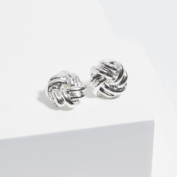 Jon Richard Silver Plated Polished Knot Clip Earrings