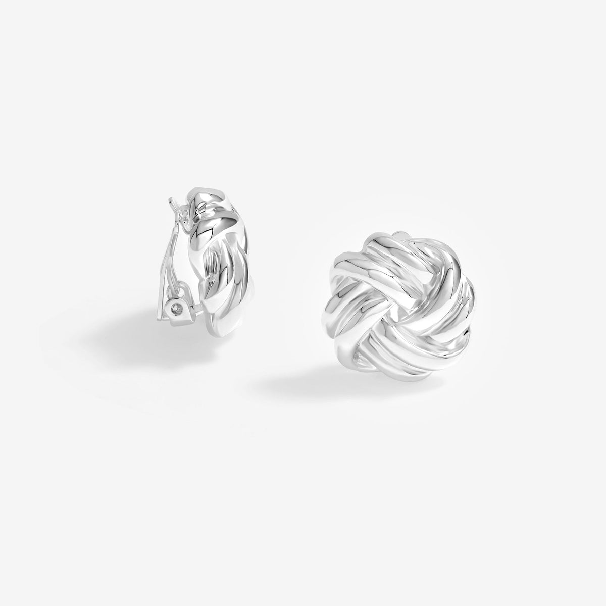 Jon Richard Silver Plated Polished Knot Clip Earrings