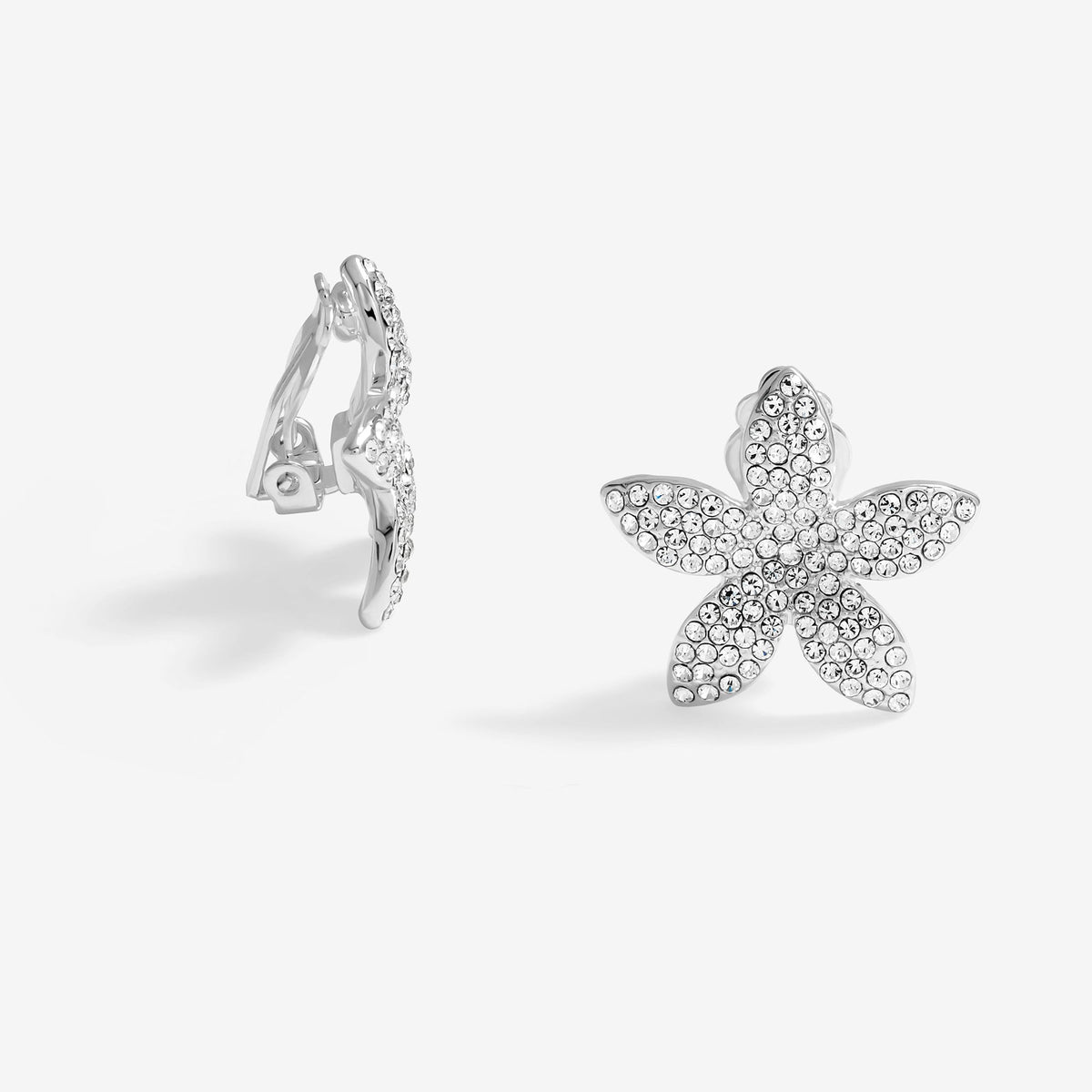 Jon Richard Silver Plated Pave Floral Earrings