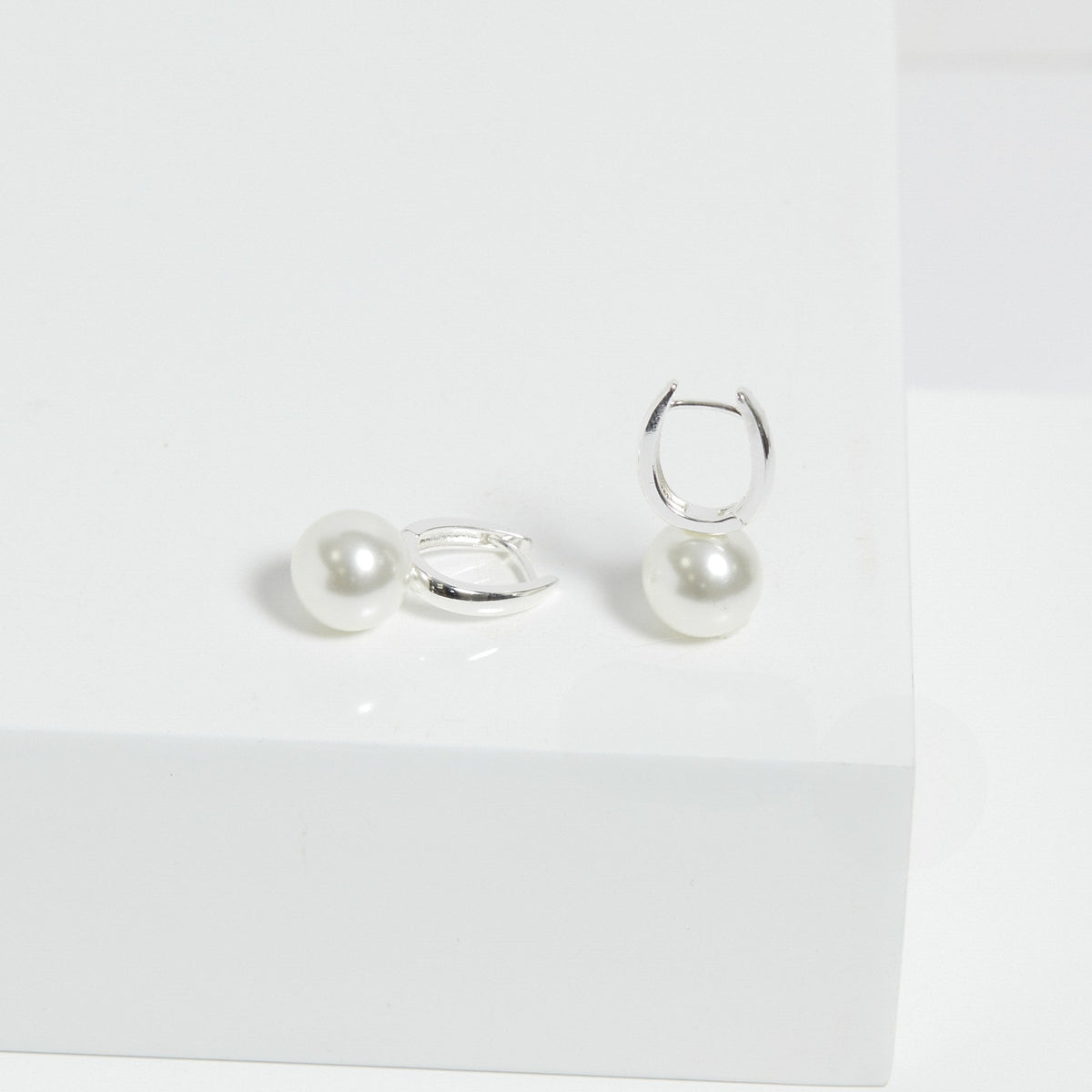 Jon Richard Silver Plated Hoop Pearl Earrings