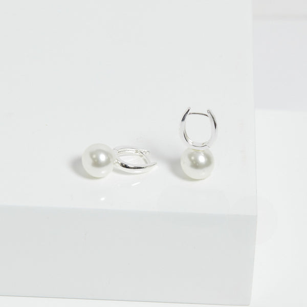Jon Richard Silver Plated Hoop Pearl Earrings