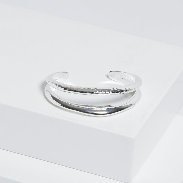 Jon Richard Silver Plated Hammered And Polished Cuff
