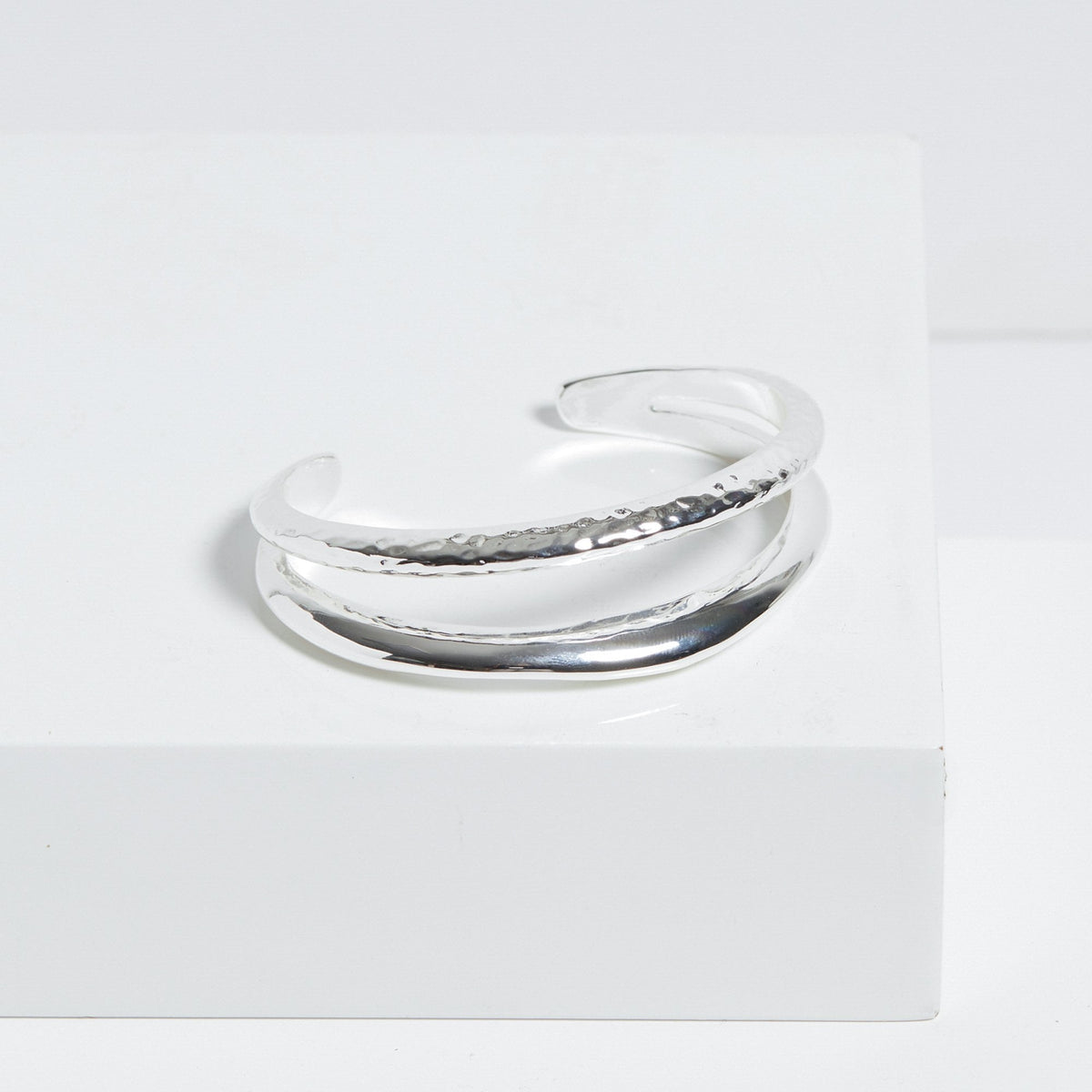 Jon Richard Silver Plated Hammered And Polished Cuff