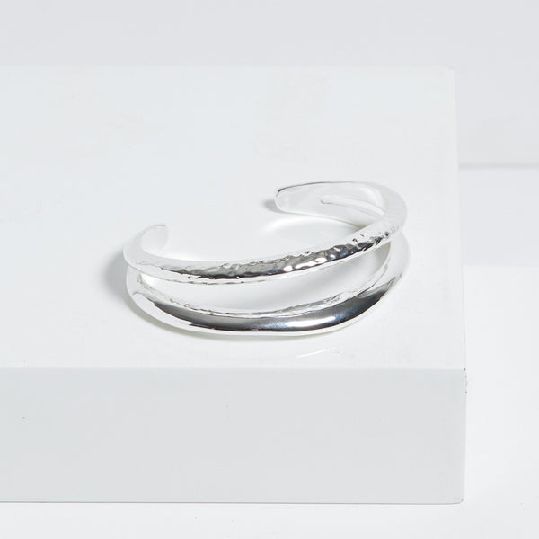 Jon Richard Silver Plated Hammered And Polished Cuff