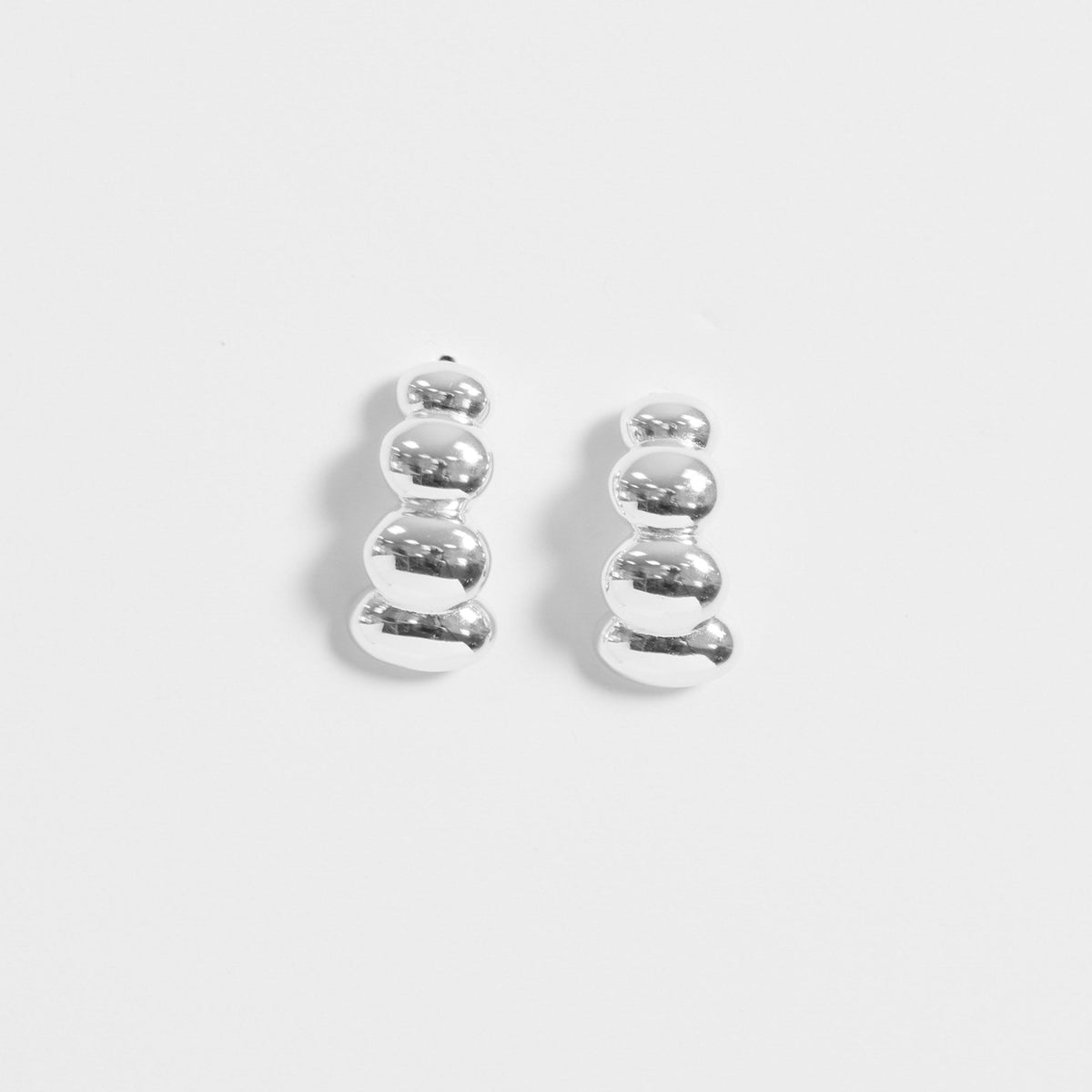 Simply Silver Sterling Silver 925 Polished Graduated Pebble Stud Earrings