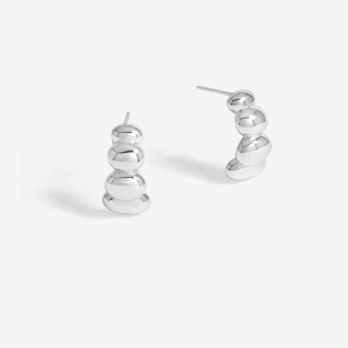 Simply Silver Sterling Silver 925 Polished Graduated Pebble Stud Earrings