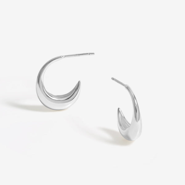 Simply Silver Sterling Silver 925 Polished Curved Hoop Earrings